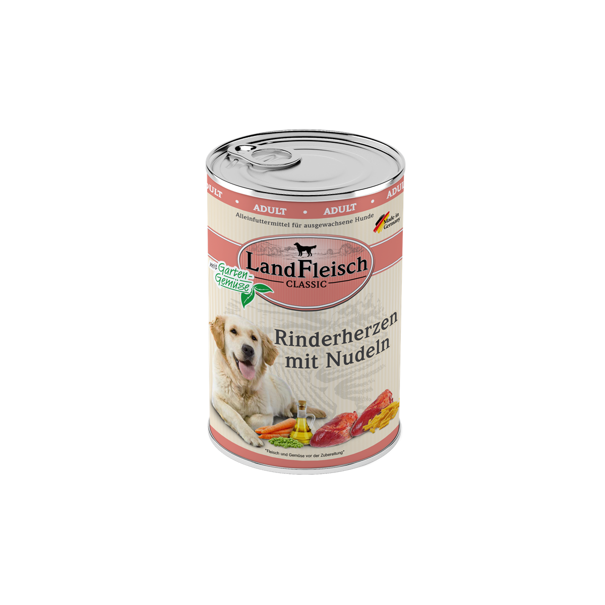 Dr. Alder Landfleisch pur Rinderherz & Nudeln 400g.