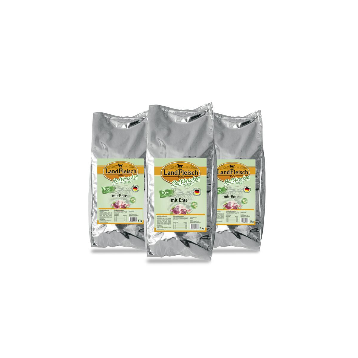 Landfleisch Dog Softbrocken mit Ente 3 x 5kg.  MHD...