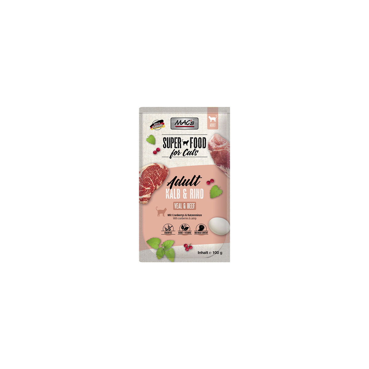 Macs Cat Kalb & Rind mit Cranberry 100g.