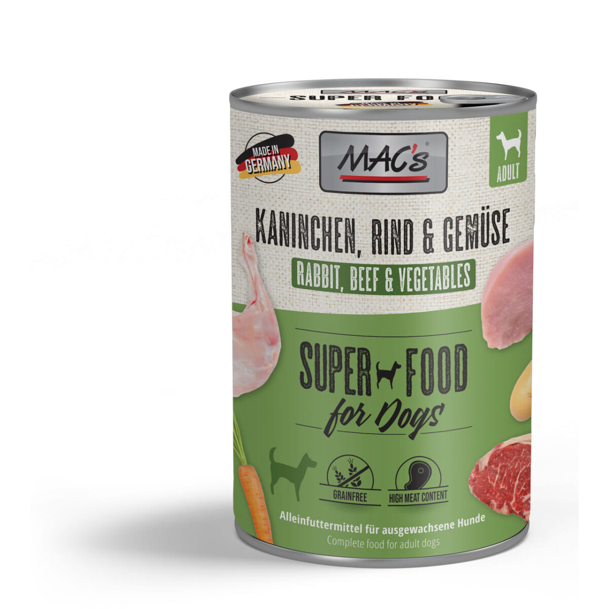 Macs Dog Kaninchen, Rind & Gemüse 400g.