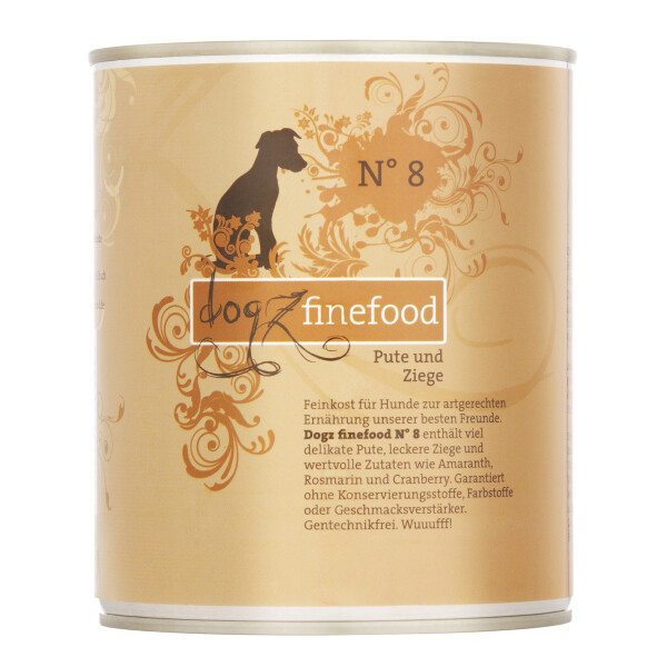Dogz Finefood Nr. 8 Pute & Ziege 800g.  MHD 04.2024