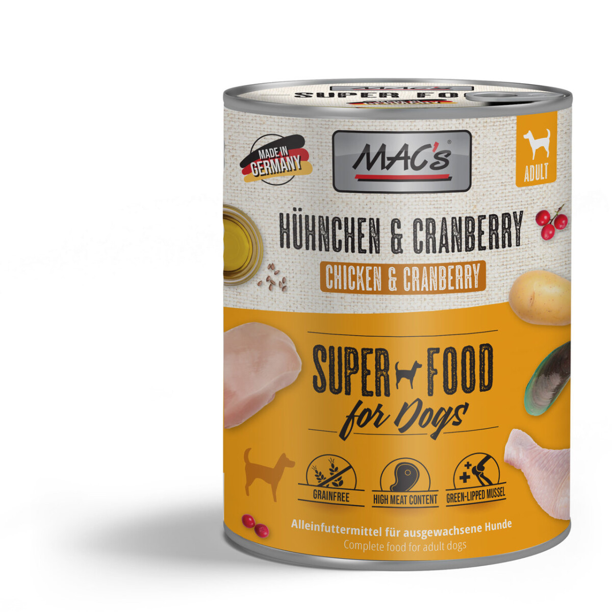 Macs Dog Hühnchen & Cranberry 800g.