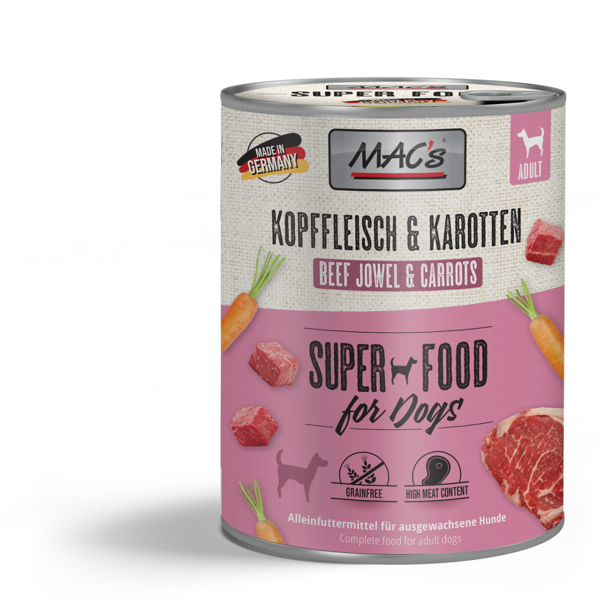 Macs Dog Kopffleisch & Karotten 800g.