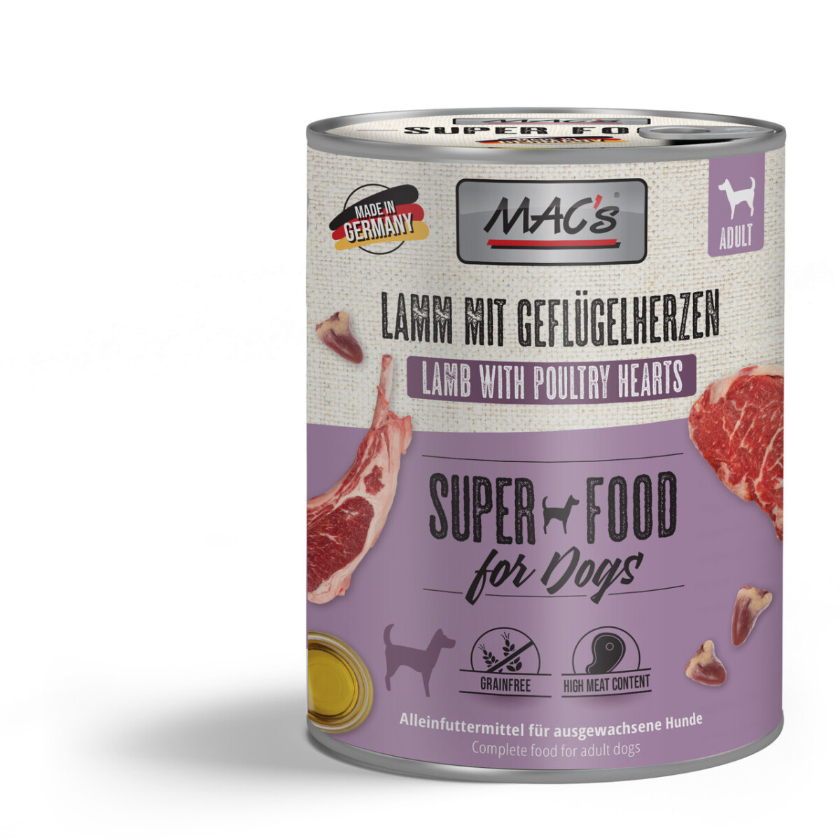 Macs Dog Lamm & Geflügelherzen 800g.