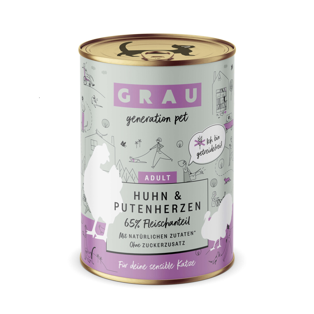 Grau Adult Huhn und Putenherzen 400g.