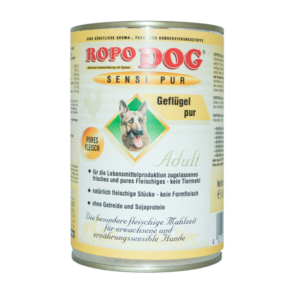 RopoDog Sensi Pur Geflügel pur 6 x 400g.