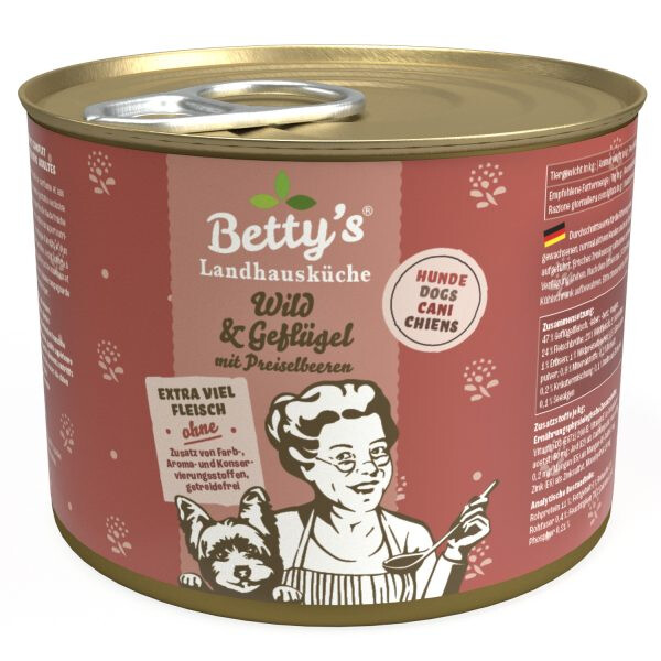 Betty´s Landhausküche Hund Geflügel & Wild 200g.