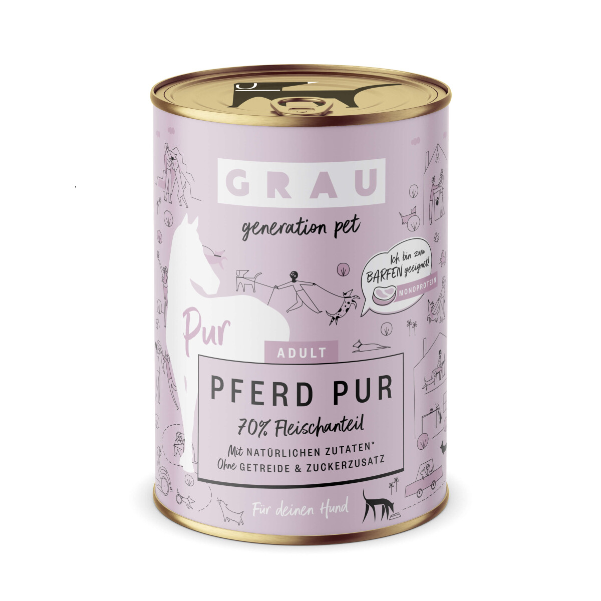 Grau Dog Pferd pur 400g.