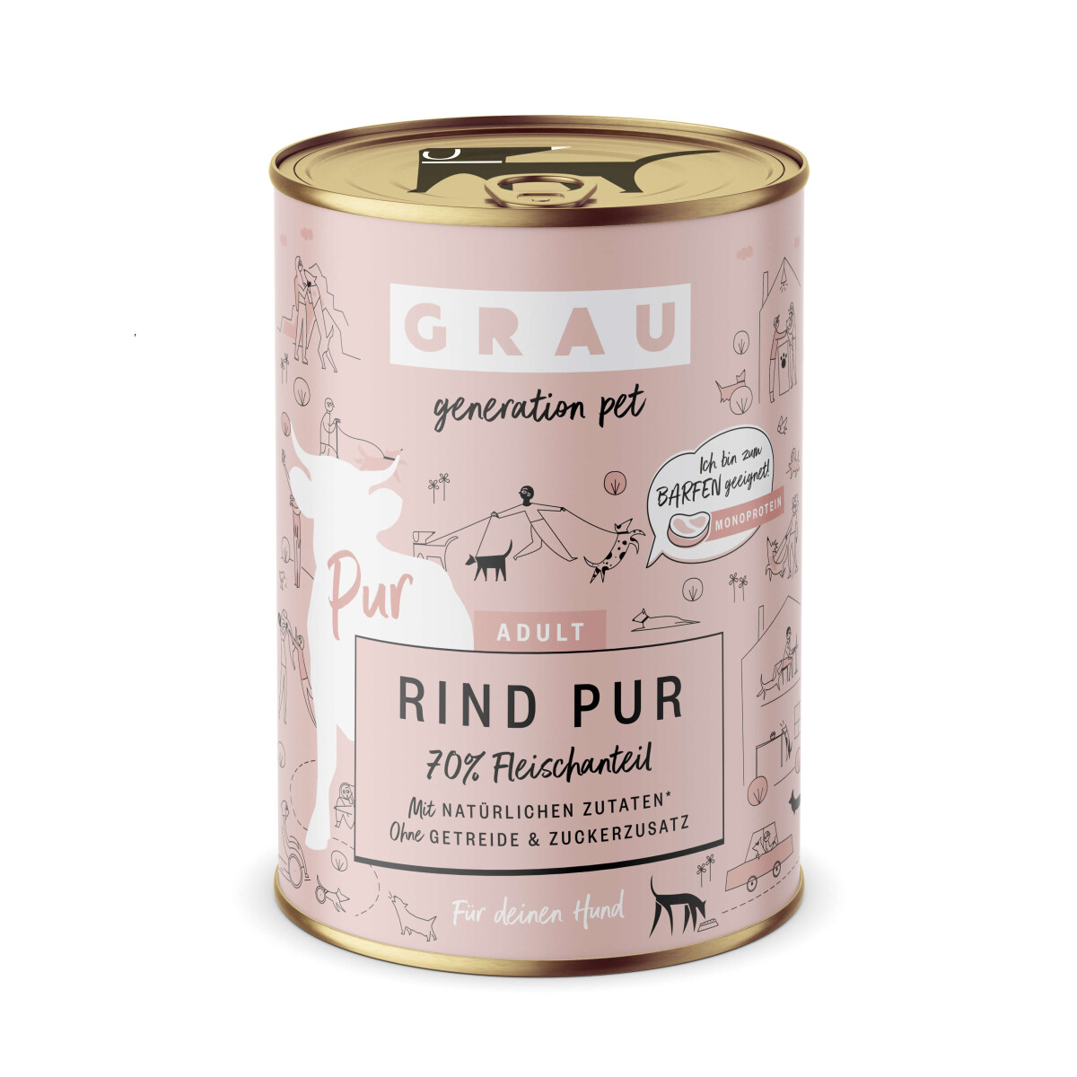 Grau Dog Rind pur 400g.