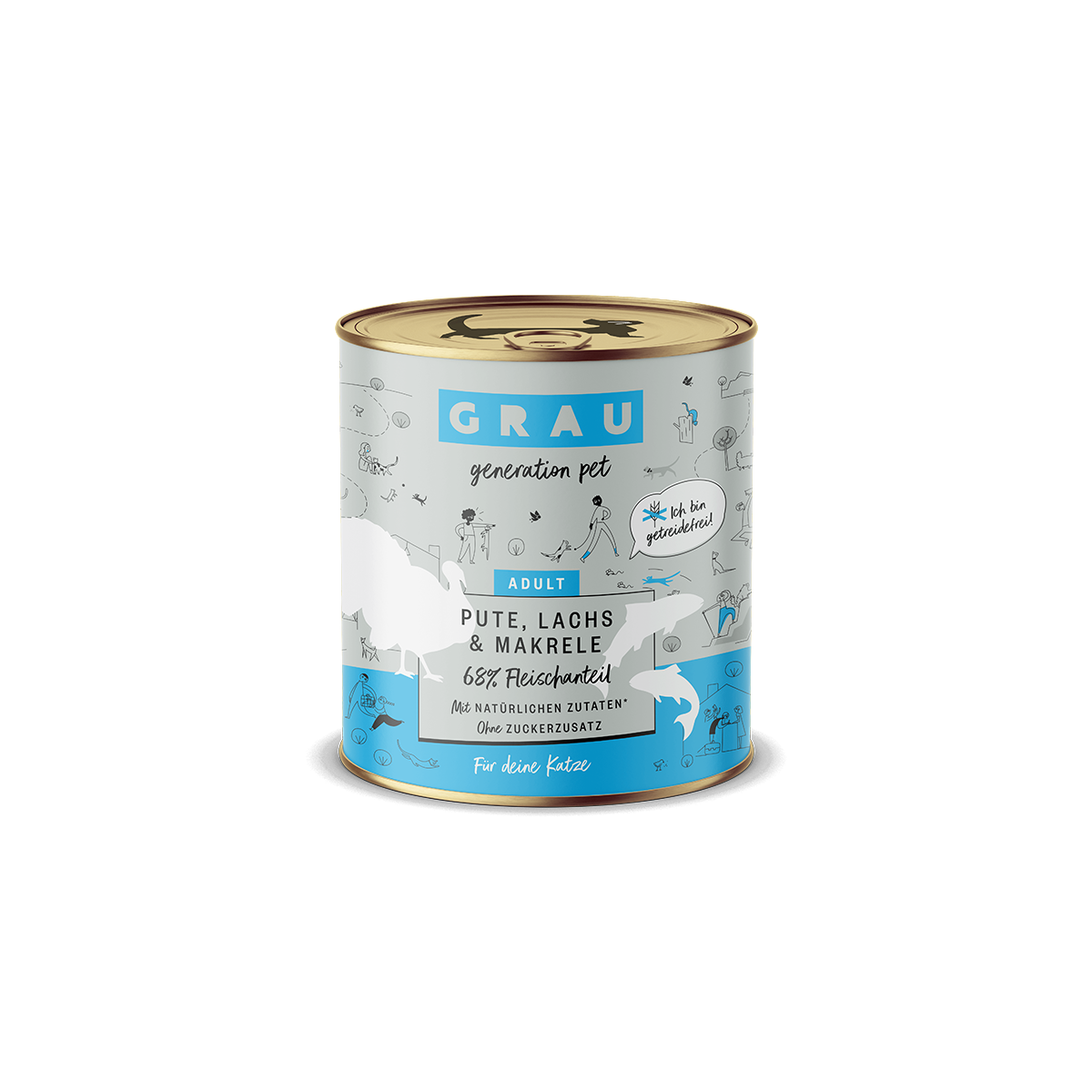 Grau Adult Pute, Lachs, Makrele 800g.