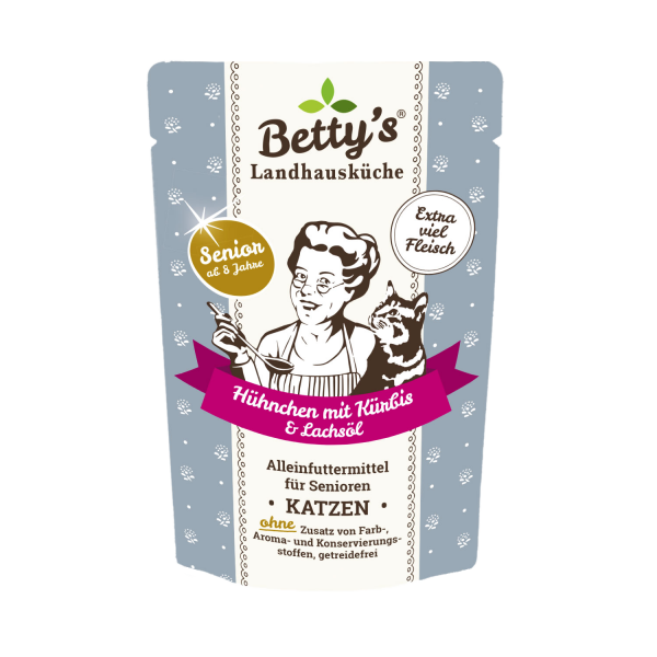 Betty`s Landhausküche Senior Hühnchen mit Kürbis und Lachsöl 100g.