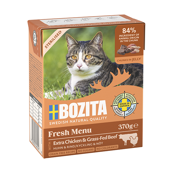 Bozita Sterilised Häppchen in Gelee Huhn & Rind 370g.