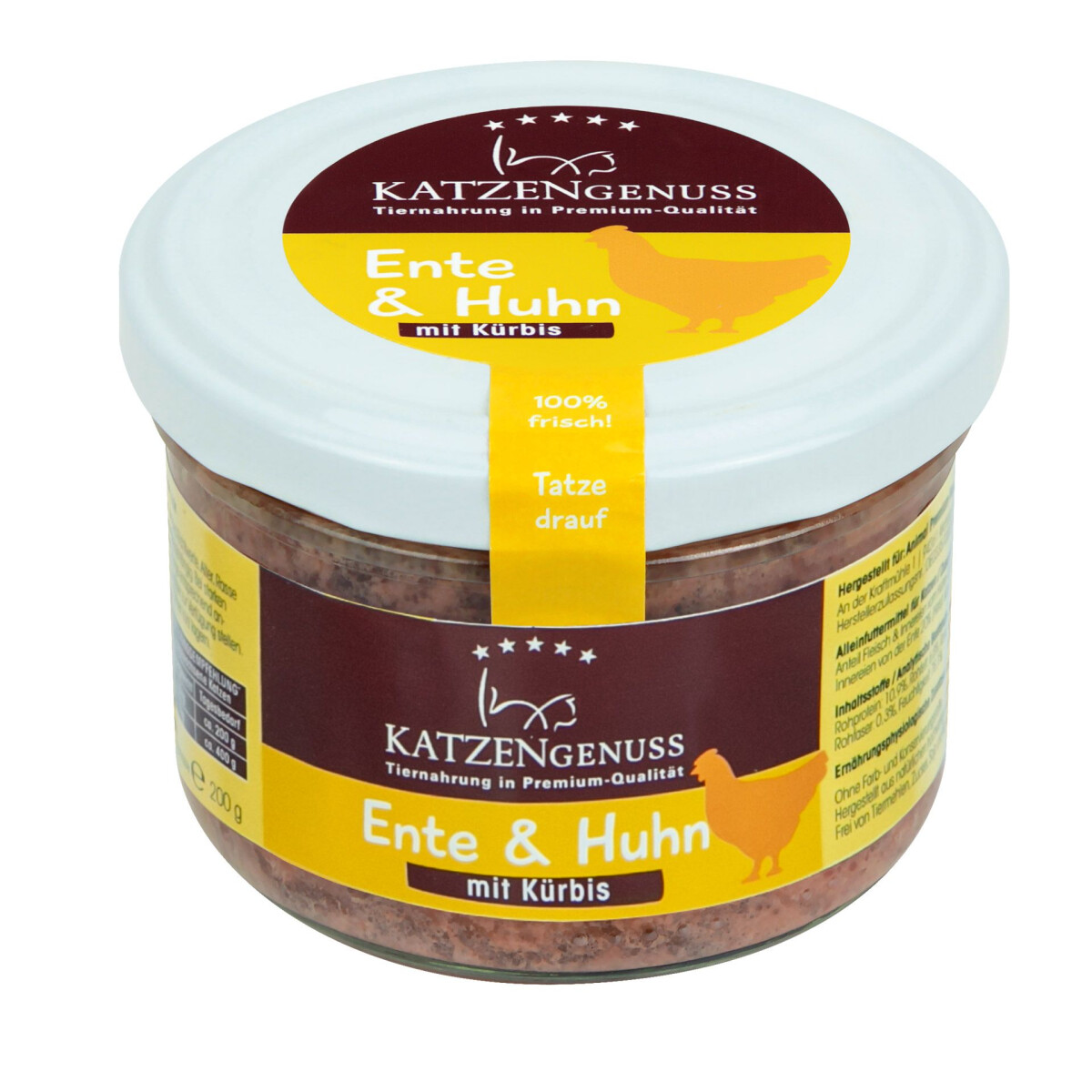 Katzengenuss Gourmet Ente & Huhn 200g.-Glas